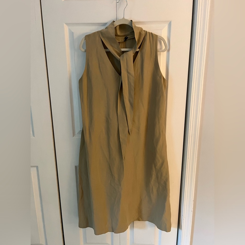 Linen Blend Maxi Sleeveless Dress with tie Size L